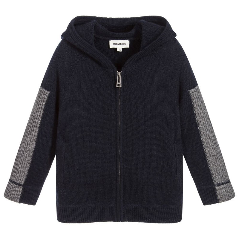 Boys Blue Knitted Zip-Up Top