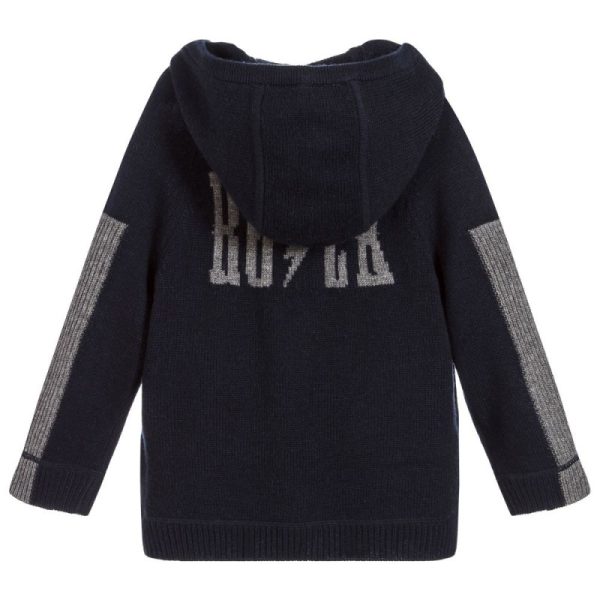 Boys Blue Knitted Zip-Up Top